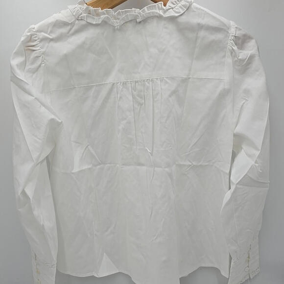 Simple Retro Faith‎ Lace Patchwork Embroidered Off White L Cottagecore Blouse - Picture 5 of 10
